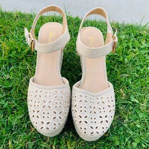 Sketchers Turtledove Espadrille Wedge Sandals